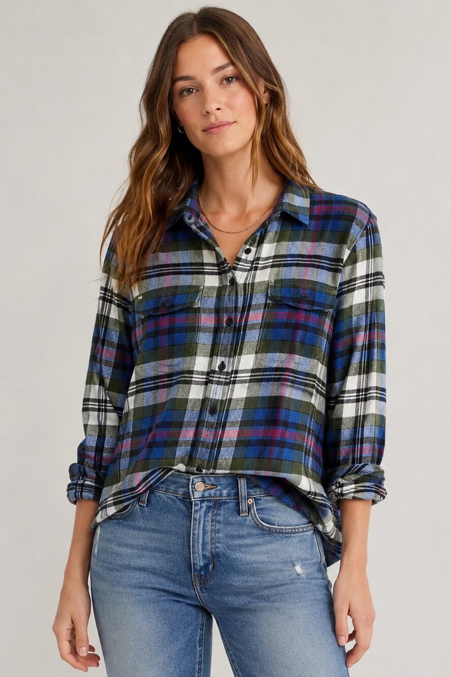Madewell Plaid Flannel Button-Up Shirt | Size Small